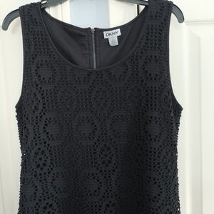 DKNY Black Lace Sheath Dress Back Zipper Detail M
